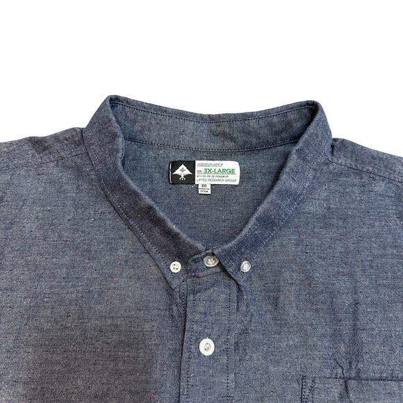 LRG Shirt Mens 3XL Blue Chambray Cotton Flecked Button Down Long Sleeve Collared - Picture 2 of 8